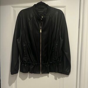 Marc New York Black Faux Leather Jacket with Gold Zipper